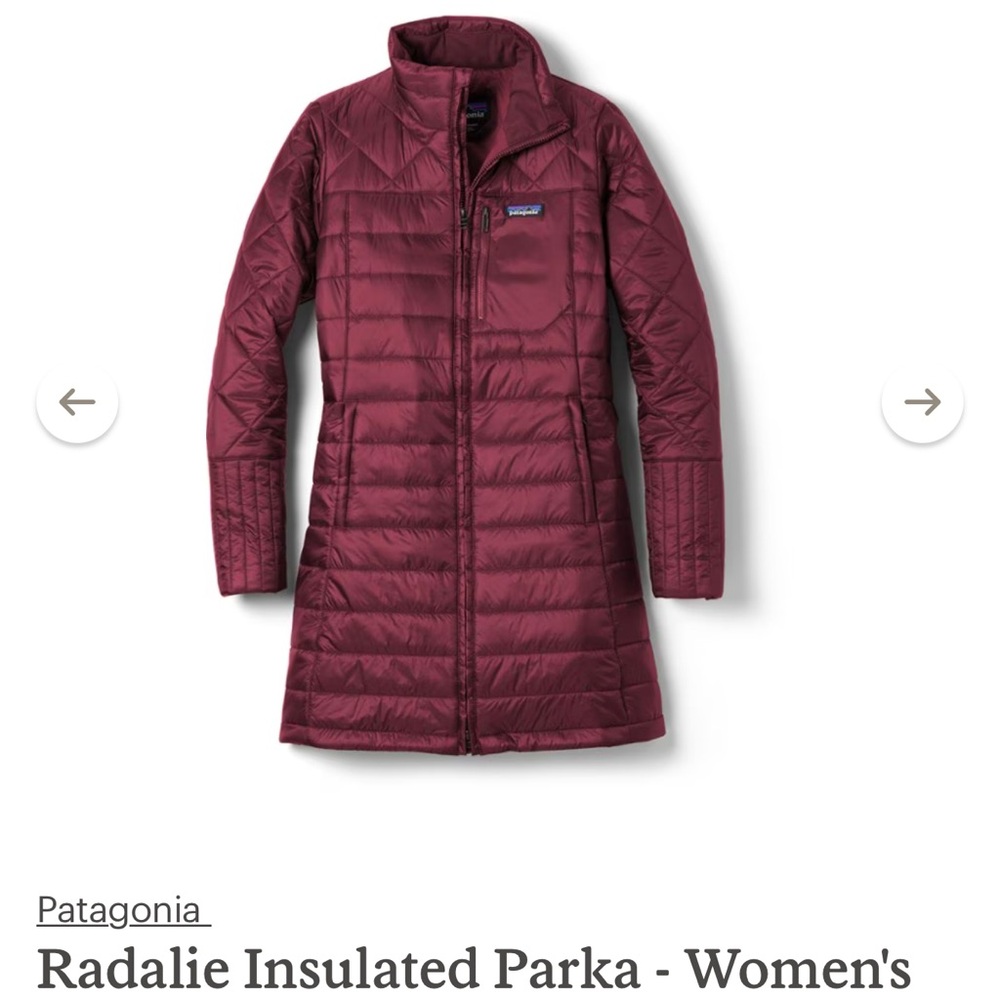 Patagonia Radalie insulated parka
Size small 
Color - light balsamic -purple/red